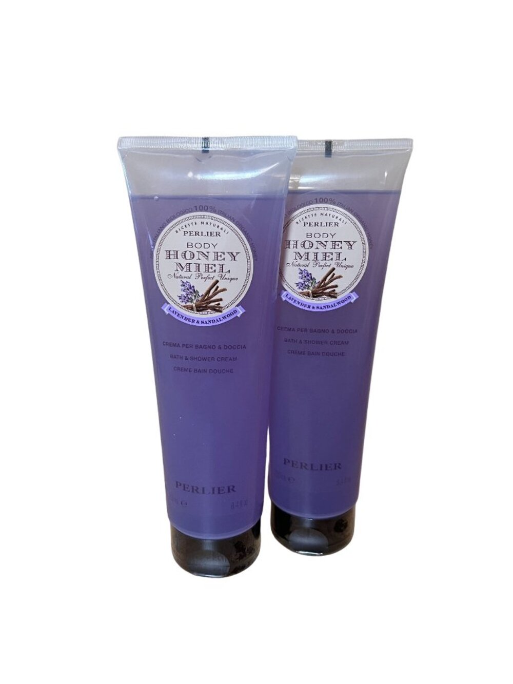 Perlier Honey Lavender & Sandalwood Bath & Body Set Shower Cream Lot of 2 NEW